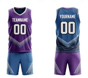 Maillot de basket-ball personnalisable en gros, 100 % polyester, en maille imprimée avec logo d'équipe, uniforme de basket-ball pour hommes 2026 - Product Image 1