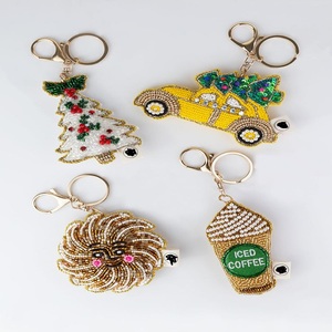 Handmade Seed Beaded <b>Keychain</b> With Intricate Embroidery Work Decorative Seed Beads Embroidery <b>Keychain</b> With <b>Custom</b> Design - Product Image 6