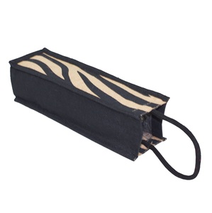 Sac en toile de jute pour spiritueux, imprimé texture animale, avec poignée en corde, en jute laminée PP, pour une bouteille de vin ou de whisky, sac de courses - Product Image 6