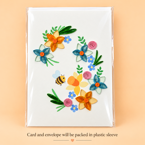 Carte de vœux artisanale colorée en quilling floral et abeille de haute qualité, personnalisable OEM/ODM, pour anniversaire et remerciement, vente en gros - Product Image 6