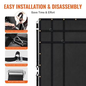 Rete da carico resistente 72 x 57 pollici per pianale camion, 4 cinghie regolabili, moschettoni, ganci rivestiti in gomma, accessorio chiave per il controllo del carico - Product Image 5