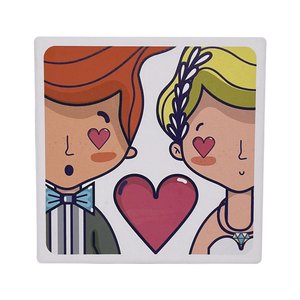 Posavasos Cuadrado de Cerámica para Bodas, Recuerdo Personalizado para Recién Casados, 110 mm de Diámetro, 7 mm de Grosor - Product Image 1