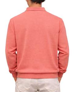 Sudadera Polo Personalizada para Hombre, Color Rosa Coral, Manga Larga, Mezcla de Algodón Suave, Estilo Casual, Cuello Clásico, Ropa de Invierno, Fabricante - Product Image 2