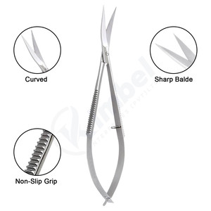 Tijeras Profesionales para Cejas de Acero Inoxidable con Diseño de Resorte, Hoja Recta y Curva, Tijeras para Manicura - Product Image 2