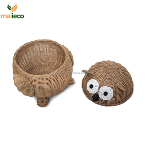 Fabriqué à la main Vintage hibou décoratif maison organisateur mignon tissé naturel rotin matériel paniers de rangement pour enfants et fêtes - Product Image 3