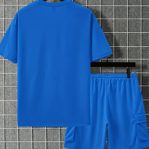 Men 2 Piece Casual Outfit Manufacturer Cotton Cargo Shorts T Shirt Summer OEM ODM Bulk Supply - Product Image 5