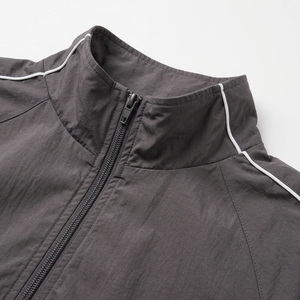 <b>Women</b> <b>Racer</b> <b>Jacket</b> Full Sleeve Stand Collar Zipper Closure Solid Color Polyester Side Strip Wind Breaker Autumn Outerwear - Product Image 6