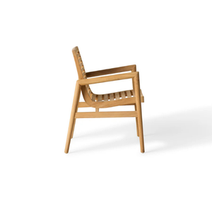 Silla de Jardín Moderna de Madera de Teca Sólida con Asiento y Respaldo de Listones, Diseño Minimalista de Sillón para Patio, Terraza, Resort, Hotel - Product Image 3