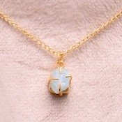 Collar con Colgante de Aguamarina Natural, Piedra de Nacimiento de Marzo, Diseño Étnico Vintage Personalizado, Plata de Ley 925, Chapado en Oro de 14K - Product Image 4