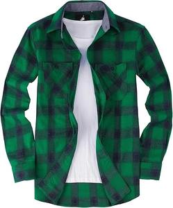 Camisa de Franela a Cuadros Verde para Hombre, de Alta Calidad, Manga Larga, con Logotipo Personalizado, Venta al Por Mayor, Suministro a Granel, Varios Tamaños - Product Image 2