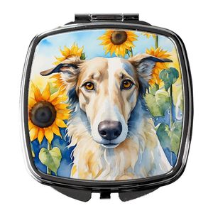 Borzoi Sunflowers Compact Travel Makeup <b>Mirror</b> Handheld Folding <b>Pocket</b> Decorative <b>Mirror</b> for Women and Girls Gift - Product Image 1