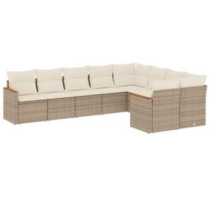 Ensemble de canapé de jardin en polyrotin beige et acier thermolaqué 9 pièces, meubles d'extérieur confortables - Product Image 2
