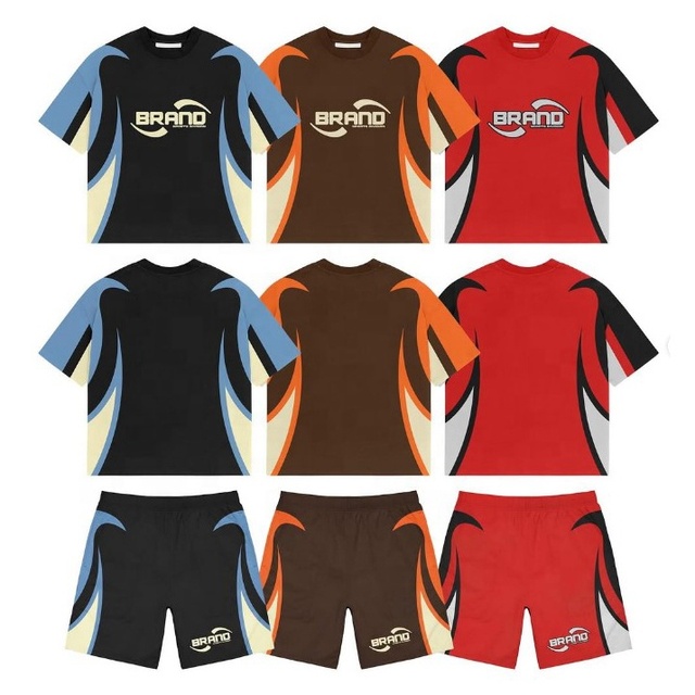 High Quality Vintage Streetwear Fashion Summer Sportswear Short Sets Men OEM Custom Logo Y2K Hip Hop Digital Printed Joggers