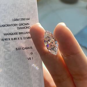 เพชรแล็บทรงมาร์คีส์ขนาดใหญ่ สี DEF ขาวพิเศษ พร้อมใบรับรอง IGI เพชรปลูกในห้องปฏิบัติการ ราคาดีที่สุด 5 กะรัต ลดราคาพิเศษ - Product Image 1