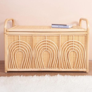 Large capacity <b>storage</b> <b>box</b> entryway bedroom <b>storage</b> solution handcrafted rattan <b>trunk</b> chests - Product Image 2