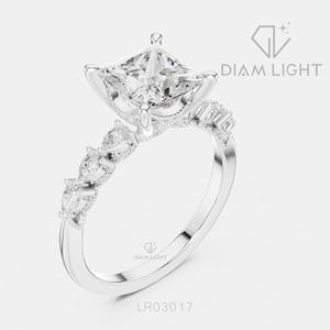 Bague de fiançailles en or blanc 14 carats avec diamant de laboratoire taille princesse 1,77 carat, bague de fiançailles et d'anniversaire pour cadeau, certifiée IGI - Product Image 2