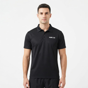 Polo homme noir, taille standard, polyester, manches courtes, personnalisable avec logo, bonne qualité. - Product Image 1