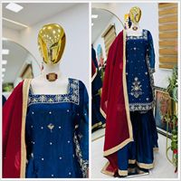 Nuovo Completo da Festa di Design con Top, Palazzo e Dupatta, Ricamo con Paillettes e Codifica in Tessuto, Abito da Donna all'Ingrosso per Esportazione