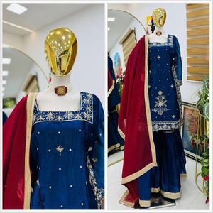 Nuevo Conjunto de Fiesta de Diseñador: Top, Palazzo y Dupatta con Bordado de Lentejuelas y Codificación de Tela, Venta al por Mayor, Traje de Señora para Exportación - Product Image 5