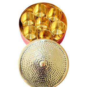 Caja de especias árabe vintage de latón de alta calidad con acabado martillado y pulido, caja de especias de latón puro para uso en la cocina. - Product Image 5