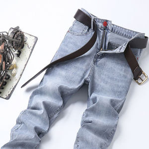 กางเกงยีนส์ผู้ชายสไตล์เกาหลี ดีไซน์โลโก้แบบ OEM  ทรงสลิมฟิต ยืดหยุ่น น้ำหนักเบา ระบายอากาศได้ดี แห้งเร็ว เหมาะสำหรับใส่ลำลองในฤดูใบไม้ร่วง - Product Image 2