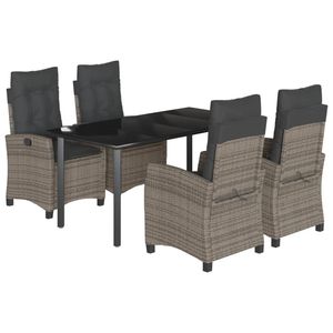 Set da Pranzo da Giardino in Rattan Grigio Scuro per 4 Persone, Resistente alle Intemperie, Design Contemporaneo - Product Image 2