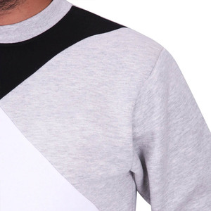 Men's <b>Crew</b> <b>Neck</b> Color Blocking Cotton Pullover <b>Sweatshirt</b> Regular Fit Casual Autumn Wear White Gray <b>Black</b> - Product Image 4