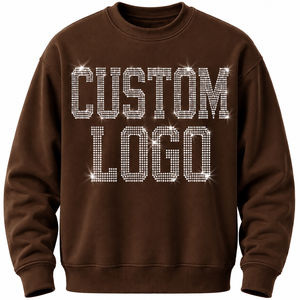 Sudadera de Cuello Redondo para Hombre, Diseño con Letras de Pedrería, Corte Regular Informal, Estilo Otoñal, Tejido de Punto - Product Image 1