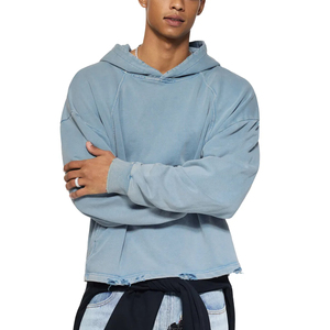 เสื้อฮู้ดดี้โอเวอร์ไซส์ทรงครอปสำหรับผู้ชายและผู้หญิง ผ้าฝ้ายฟลีซวินเทจฟอกสี สตรีทแวร์ทรงบ็อกซี่ รับสกรีนโลโก้ ขายส่ง - Product Image 6