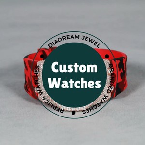 Trending Top Branded <b>Red</b> Rubber Band Iced Out Custom Dial Stainless Steel Moissanite Diamond Watch For Men - Product Image 6