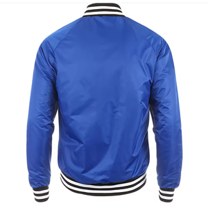Chaqueta Varsity Azul Oscuro para Hombre, Estilo Preppy, Bordada, con Cuello Camisero, Corte Regular, Ropa Urbana de Otoño - Product Image 2