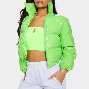 High Quality Long Sleeve Women <b>Cropped</b> <b>Puffer</b> <b>Jacket</b> Solid Color with Stand Collar Best Selling for Outdoor Reasonable Price - Product Image 6