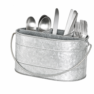 Porta Cubiertos Galvanizado de Alta Calidad con Mango de Madera, Organizador de Utensilios Metálico para Restaurantes y Hoteles, Precio Más Bajo - Product Image 4