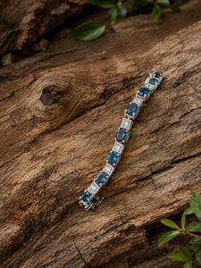 Colour Mountain 7.5 Inch London Blue Topaz Tennis <b>Bracelet</b> 925 Sterling Silver White Gold Plated Luxury Unisex Gift Jewelry - Product Image 1