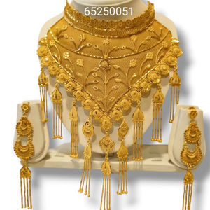 AWAIS HOUSE Gold Plated Brass Diamond Necklace & <b>Bracelet</b> Set with Claw Setting Hip Hop Style for Wedding Engagement Party - Product Image 1