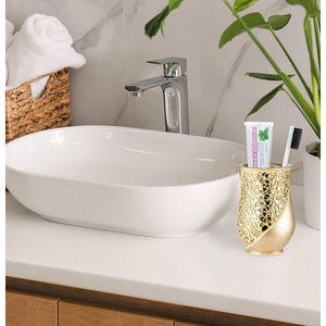 Juego de 4 Accesorios Modernos para Baño, Dispensador de Jabón, Vaso, Portacepillos y Jabonera en Color Dorado Champán - Product Image 2