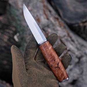 Couteau artisanal Pu/ko à lame fixe en acier Damas, style médiéval Viking, avec étui en cuir - Product Image 2