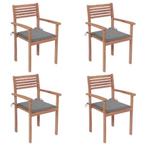 Set di 4 Sedie da Giardino in Legno di Teak Massiccio Impilabili Design Standard - Product Image 1