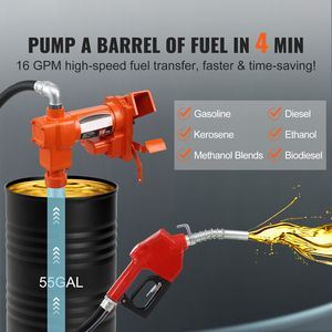 Pompa di Trasferimento Carburante 12V DC 16 GPM 1/4 HP con Ugello Automatico, Pompa Estrattore Benzina, Tubo di Scarico e Tubo di Aspirazione - Ricambi per Pompe - Product Image 2