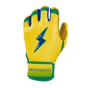 Bruce <b>Bolt</b> Leather Batting Glove with Blue Lightning Logo <b>Hook</b> & Loop Closure Customizable Colors Unisex Adult Training Gloves - Product Image 3