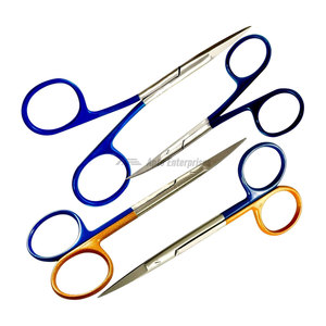 กรรไกรตัดม่านตาแบบมืออาชีพ ขนาด 4.5 นิ้ว ปลายแหลมคม ใบมีดโค้งและตรงสำหรับการผ่าตัด ด้ามจับสีสันต่างกัน ทำจากสแตนเลส ได้รับมาตรฐาน CE - Product Image 5