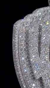 จี้โลโก้ WB ชุบทองคำขาวบนเงินแท้ 925 ประดับเพชรโมอิสซาไนต์ สไตล์ฮิปฮอป สำหรับผู้ชาย - Product Image 4