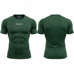 Camiseta Deportiva de Compresión Verde para Hombre, Manga Corta, para Gimnasio, Entrenamiento, Ropa Deportiva, Logotipo Personalizado, Fitness, Running, Ejercicio - Product Image 1
