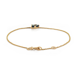 Impresionante Pulsera Minimalista Toi et Moi de Oro Amarillo K14 con Zafiro Azul, Producto Más Vendido, Regalo de Cumpleaños para Ella - Product Image 5