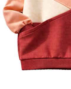 Sweat-shirt pour femme personnalisé, coloris pêche et bordeaux, en molleton doux, col rond, décontracté, pull d'hiver avec détails brodés - Product Image 6