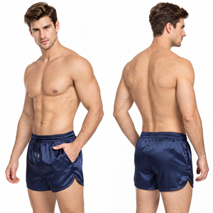 <b>Men</b> Drawstring Waist Satin <b>Shorts</b> 100% Silk <b>Men's</b> <b>Sleeping</b> <b>Shorts</b> With Side Pockets Nightwear Silky <b>Shorts</b> <b>Men</b> Quick Dry <b>Shorts</b> - Product Image 4