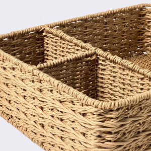 Natural <b>Paper</b> Diaper Caddy Organizer without Handle, Elegent Design Nursery Basket, Handmade in Vietnam - Product Image 6