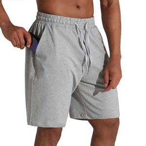 Shorts Bermuda en Coton Gris Uni pour Homme, Taille Mi-Haute avec Cordon de Serrage, Style Décontracté, Tissu Tricoté Respirant - Product Image 5