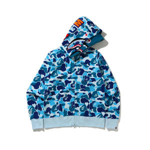 Blue Camouflage Hooded Zipper Sweatshirt <b>Men</b> Casual Knitted Regular Fit Spring Wear - Product Image 1