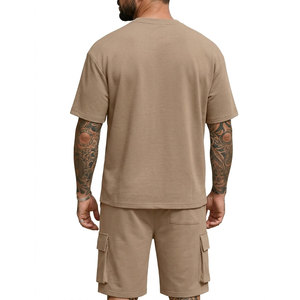 Nuevo Conjunto de Verano para Hombre, 2 Piezas, Color Sólido, Manga Corta, Estilo Casual, Corte Holgado, para Uso en Interiores - Product Image 2